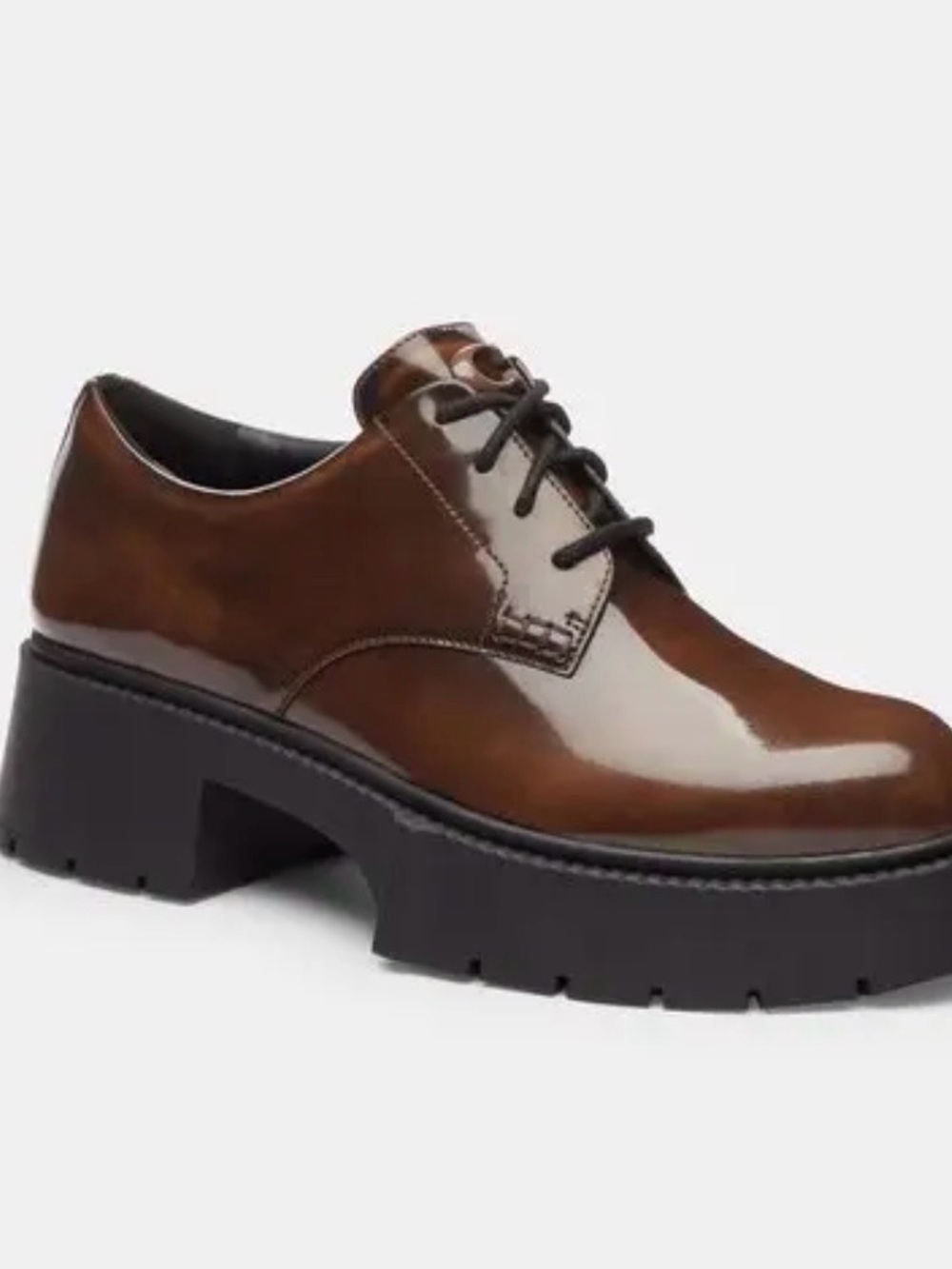 Coach  Lyla Platform Women's Brown Patent Lace-Up Platform OxfordsNWOB size 6.5